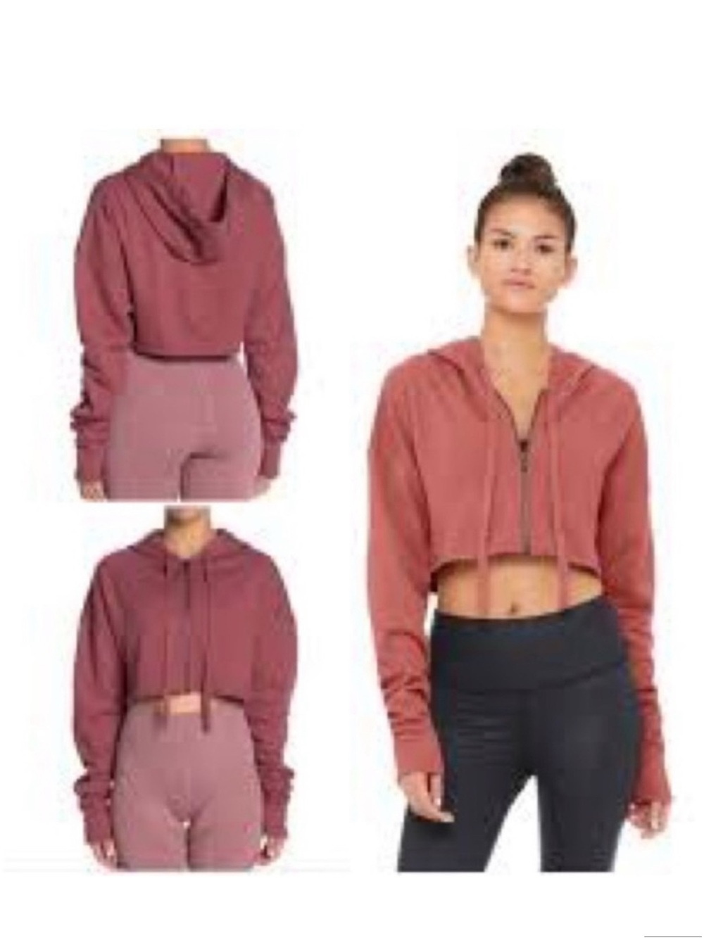 ALO Yoga Cropped Zip Hoodie in Dusty Rose